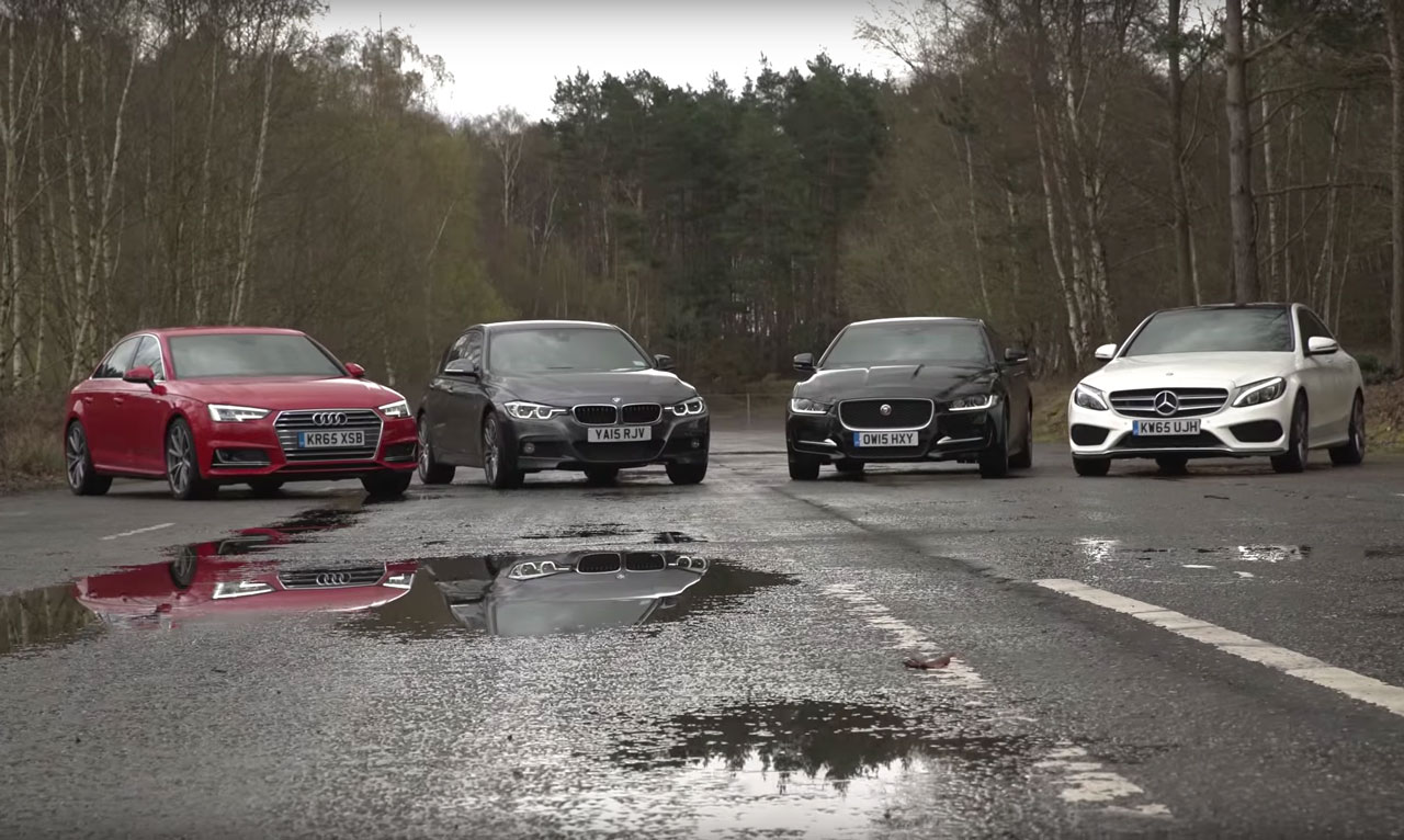 Audi A4 vs. Mercedes C-klasse vs. BMW 3-serie vs. Jaguar XE