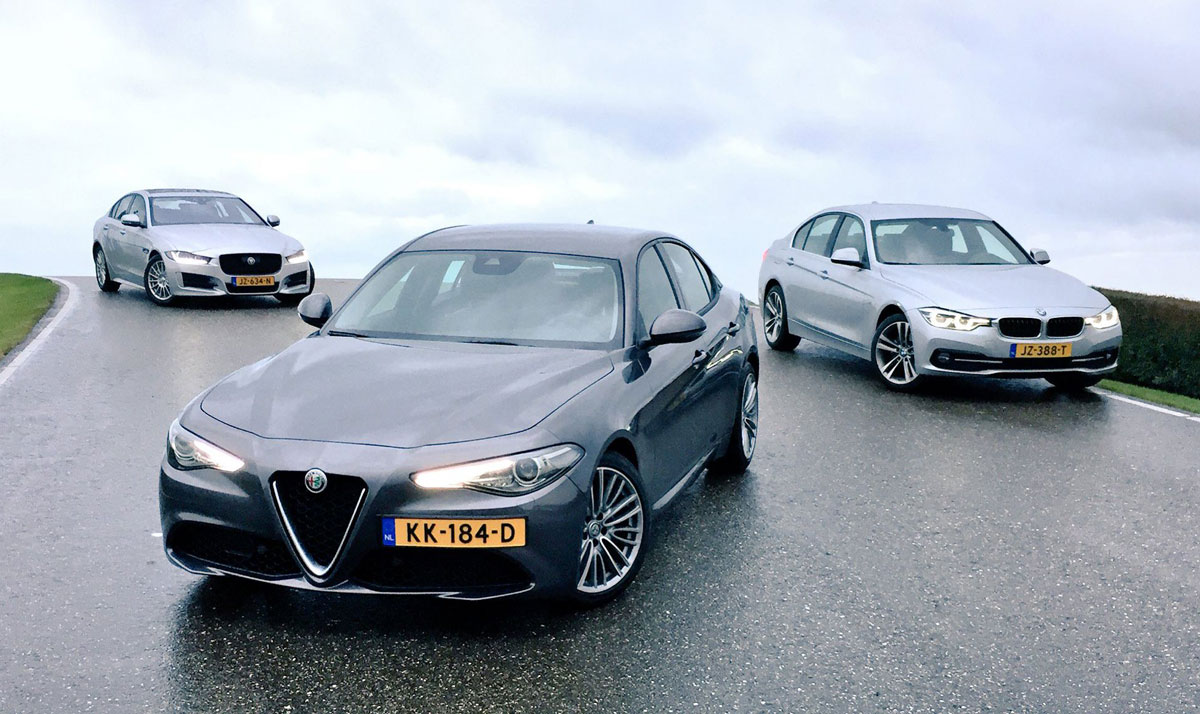 Test Alfa Romeo Giulia vs. BMW 3-serie vs. Jaguar XE